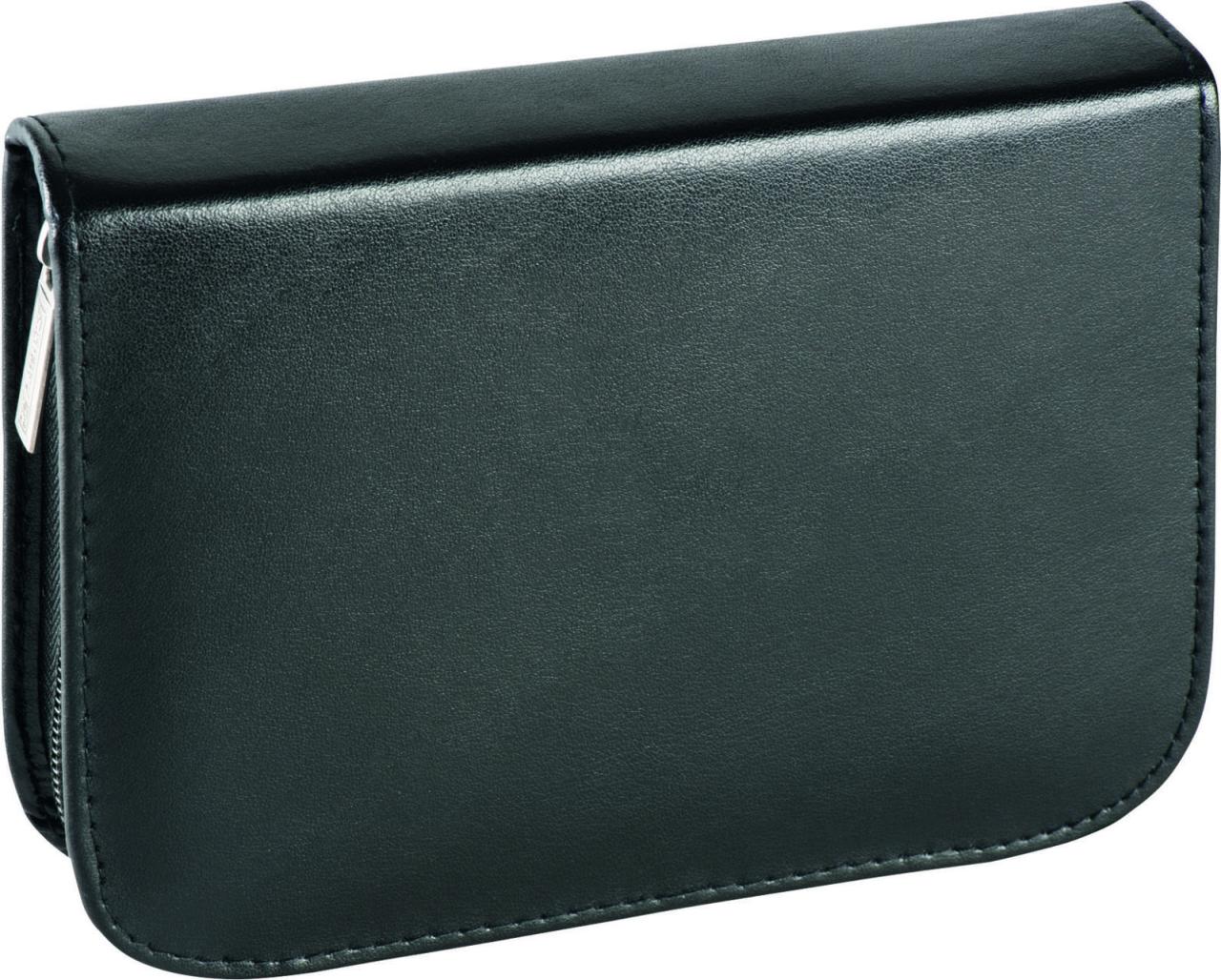 Bild von Brunnen 104905790 Schüler-Etui Leder (19,5 x 13,5 x 3,5 cm, 1 Klappe, mit 9 dicke Markenbuntstifte, 2 Markenbleistifte, Lineal 16 cm, Metalldoppelspitzer, Radiergummi) schwarz