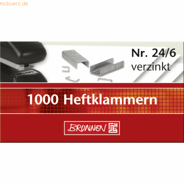 Bild von 20 x Brunnen Heftklammern 24/6 verzinkt VE=1000 Stück