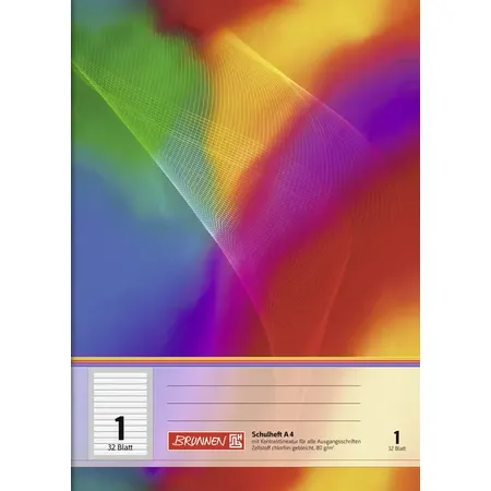 Bild von BRUNNEN Schulheft A4 Lineatur 1 | 32 Blatt, mehrfarbig