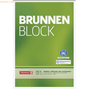 Bild von 10 x Brunnen Schreibblock Brunnen-Block A5 70g/qm 50 Blatt RC blanko