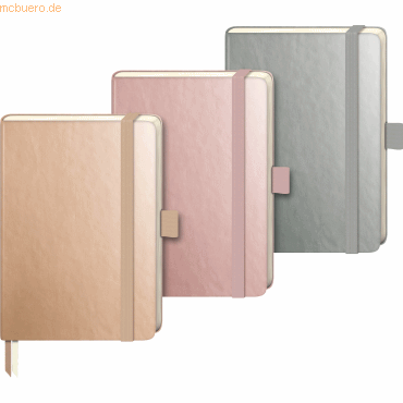 Bild von 3 x Brunnen Notizbuch Kompagnon Metallic 9,5 x 12,8cm 80g/qm dotted Ha