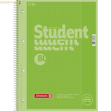 Bild von Brunnen, Heft + Block, Kollegblock Student Colour Code A4 90g/qm 80 Blatt kiwi Lineatur 26 (A4, Kariert)