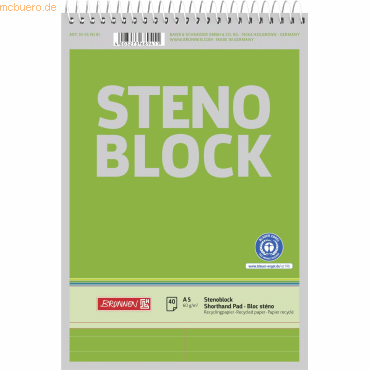 Bild von 10 x Brunnen Stenoblock A5 40 Blatt RC