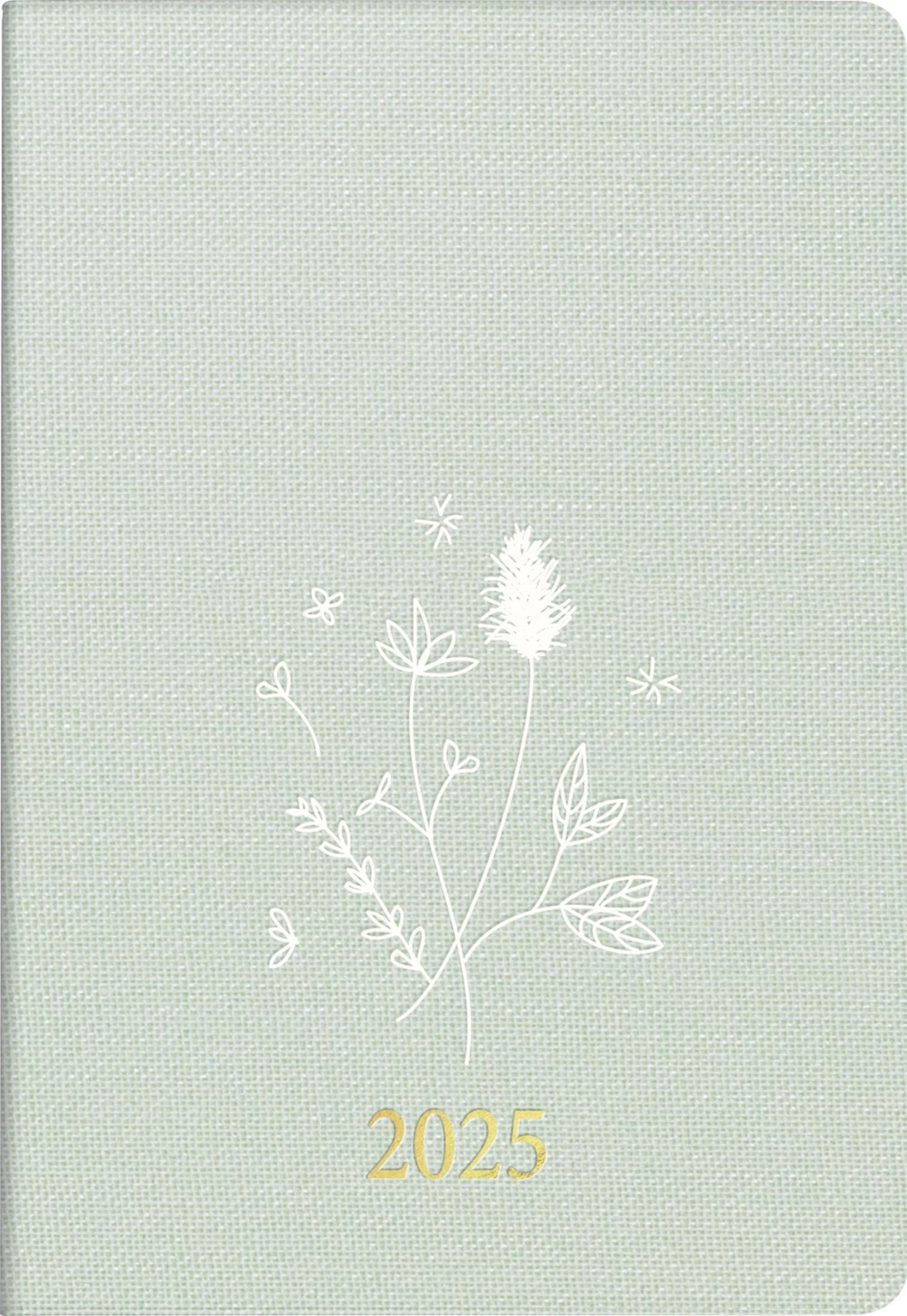 Bild von rido/idé Taschenkalender Modell partner/Industrie I (2025) „Wild Flowers“, 2 Seiten = 1 Woche, A7, 224 Seiten, Leinen-Einband Trend, flexibel, mint
