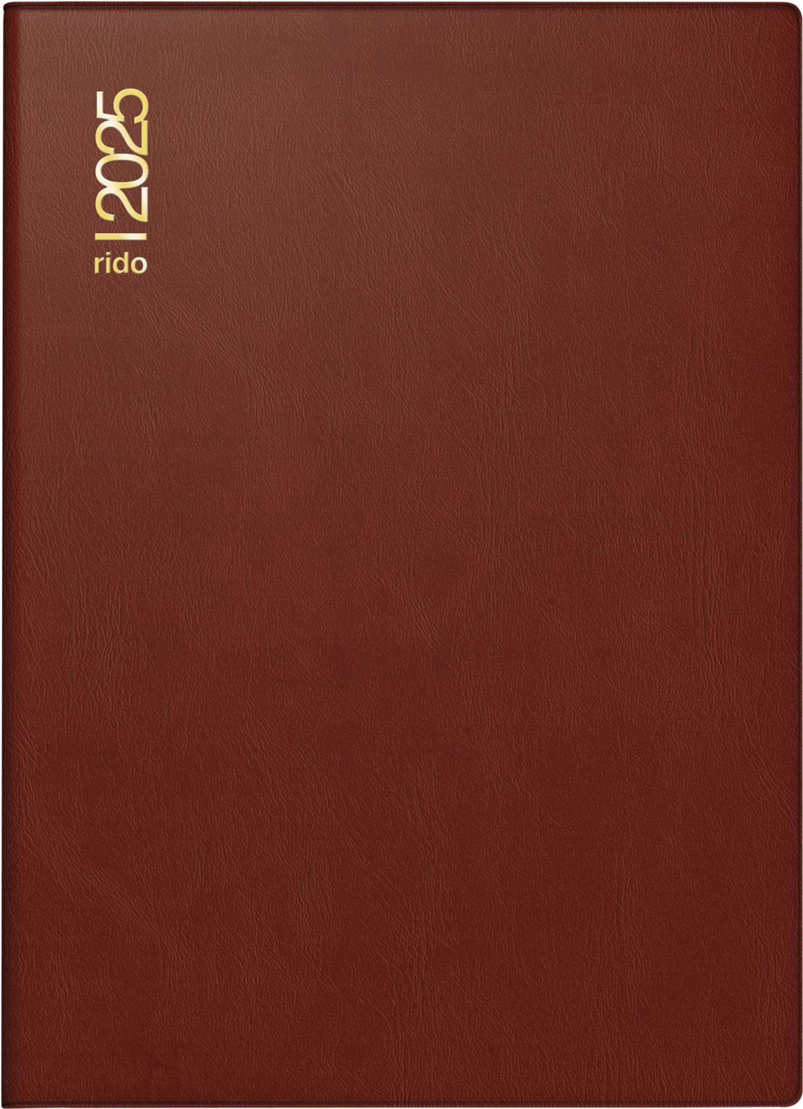 Bild von rido/idé 7018182295 Taschenkalender Modell Technik II (2025), 1 Seite = 2 Tage, A6, 304 Seiten, Kunststoff-Einband, bordeaux