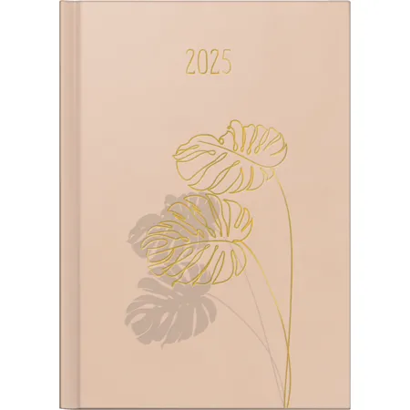 Bild von Rido, Agenda, Buchkalender Mentor 14,8x20,8cm 1 Tag/Seite Kunstleder Monstera altrosa 2025 (A5, Deutsch, Englisch, Französisch, Russisch, Polnisch, Niederländisch, Tschechisch)