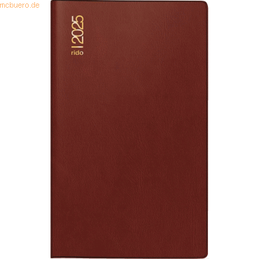 Bild von Rido, Agenda, Taschenkalender uni-planer 10,4x15,3cm 1 Monat/2 Seiten Kunststoff bordeaux 2025 (Deutsch)