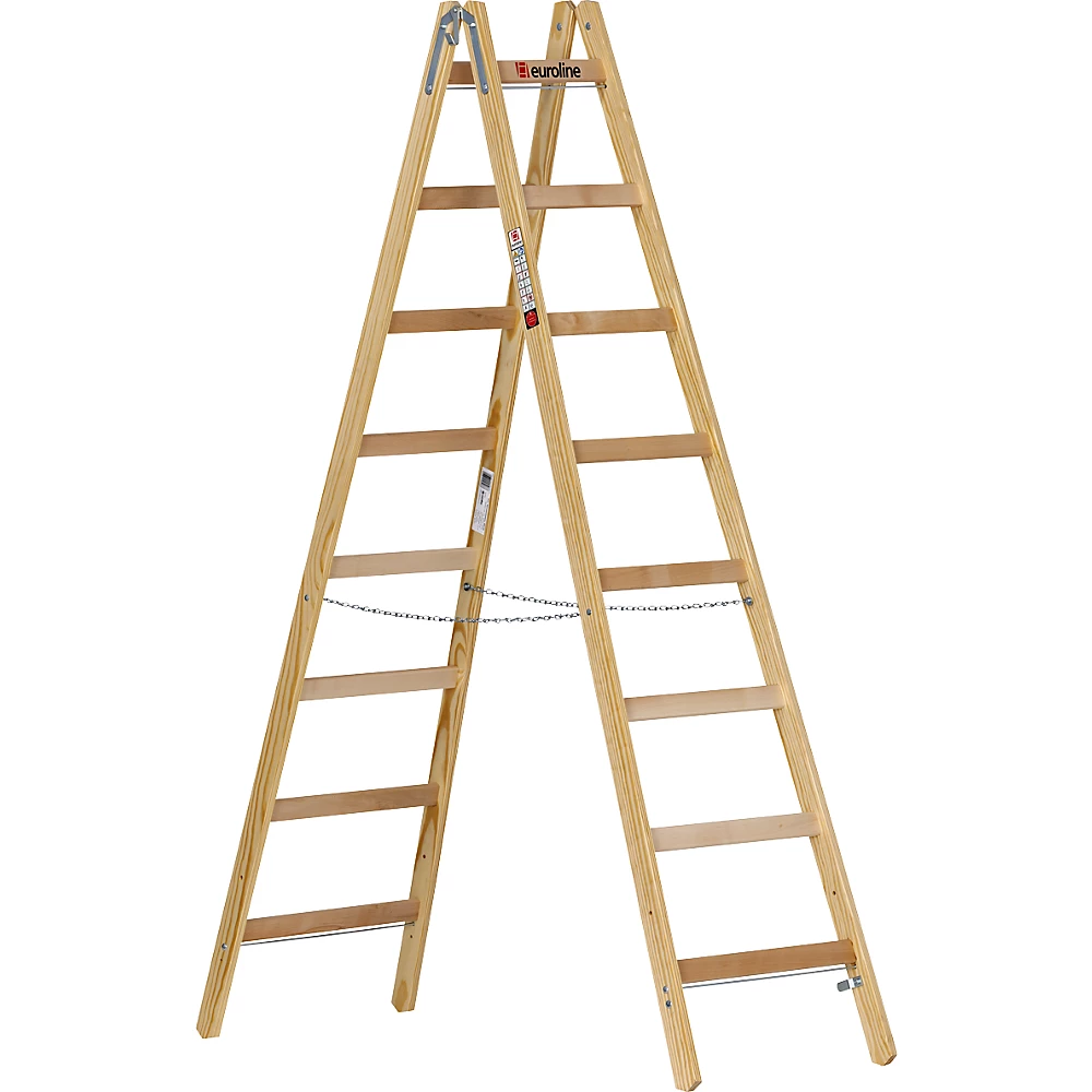 Bild von Euroline Holz-Sprossenstehleiter Nr. 10501 2x8 mit Eimerhaken