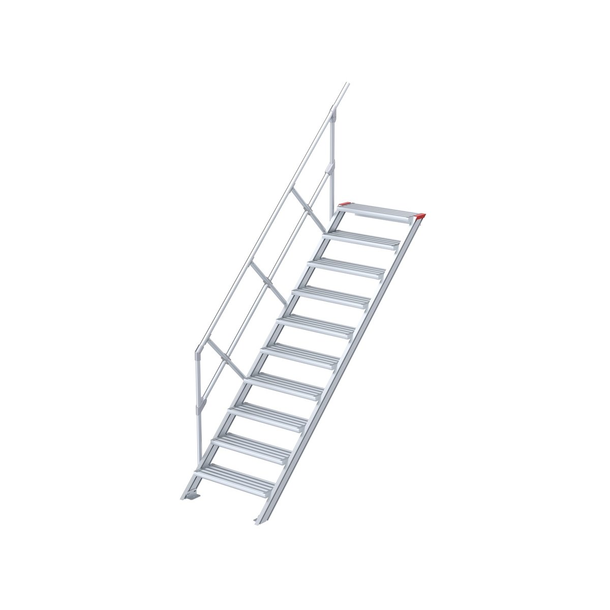 Bild von Euroline Treppe 45 Grad, 800 mm Stufenbreite, 1 Handlauf, Stufenausführung Alu – gerieft 10 Stufen