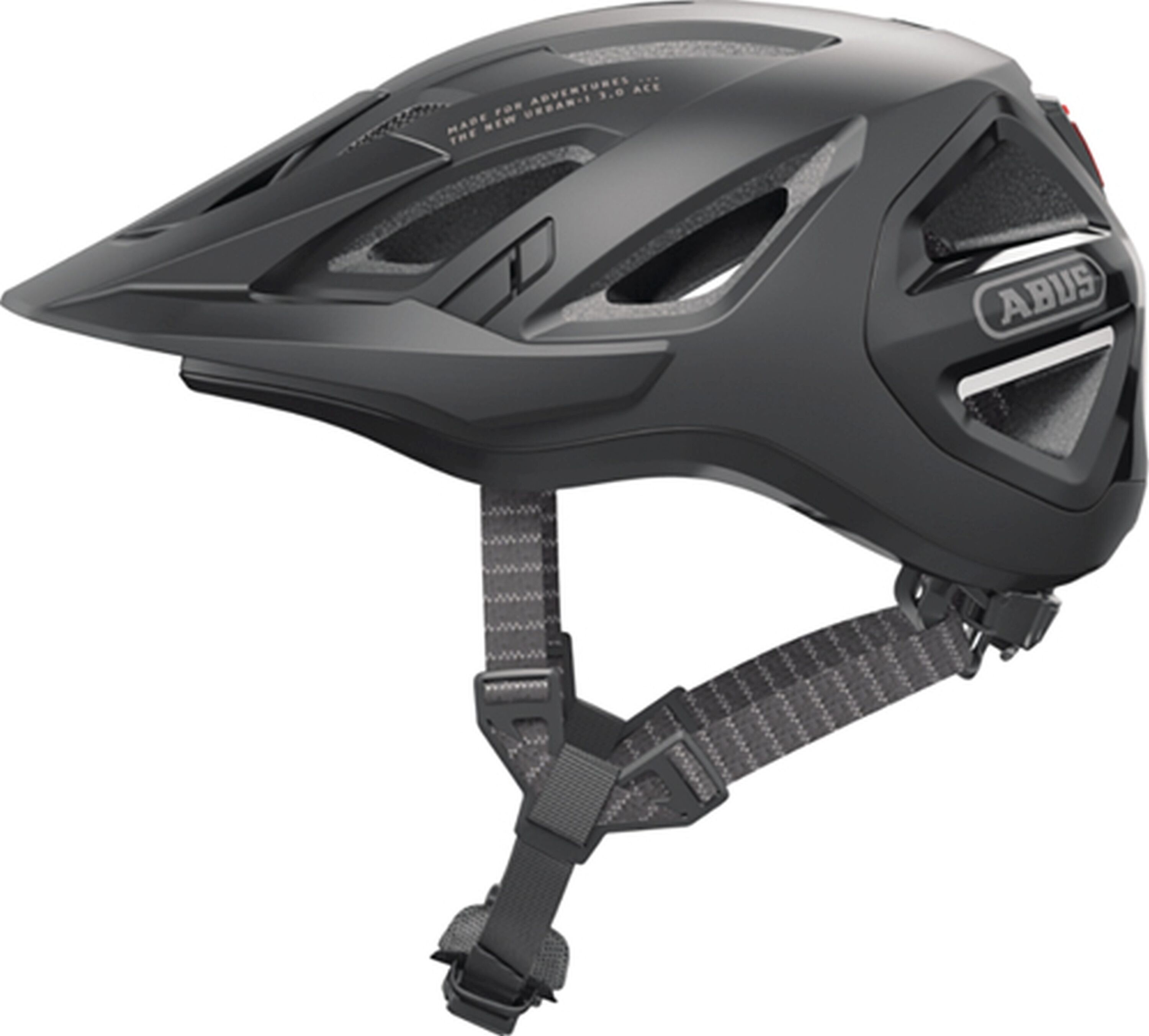 Bild von ABUS Stadthelm Urban-I 3.0 ACE - sportlicher Fahrradhelm mit LED-Rücklicht, verlängertem Schirm und Magnetverschluss - für Damen und Herren - Schwarz, Größe M