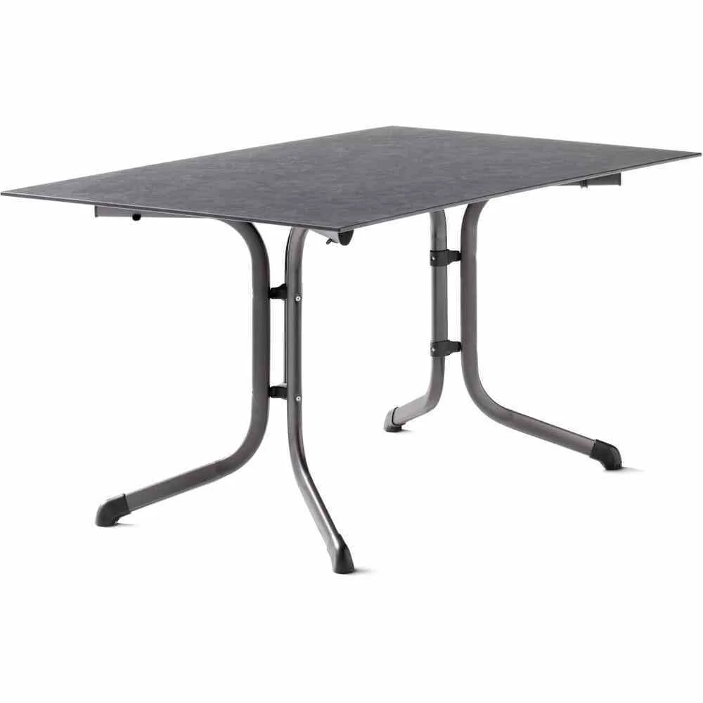 Bild von SIEGER Boulevard Platte. Klapptisch, Polytec-Dekorplatte und Stahlrohr-Gestell, Eisengrau Schiefer anthrazit, 140 x 90cm 5170-30 KT