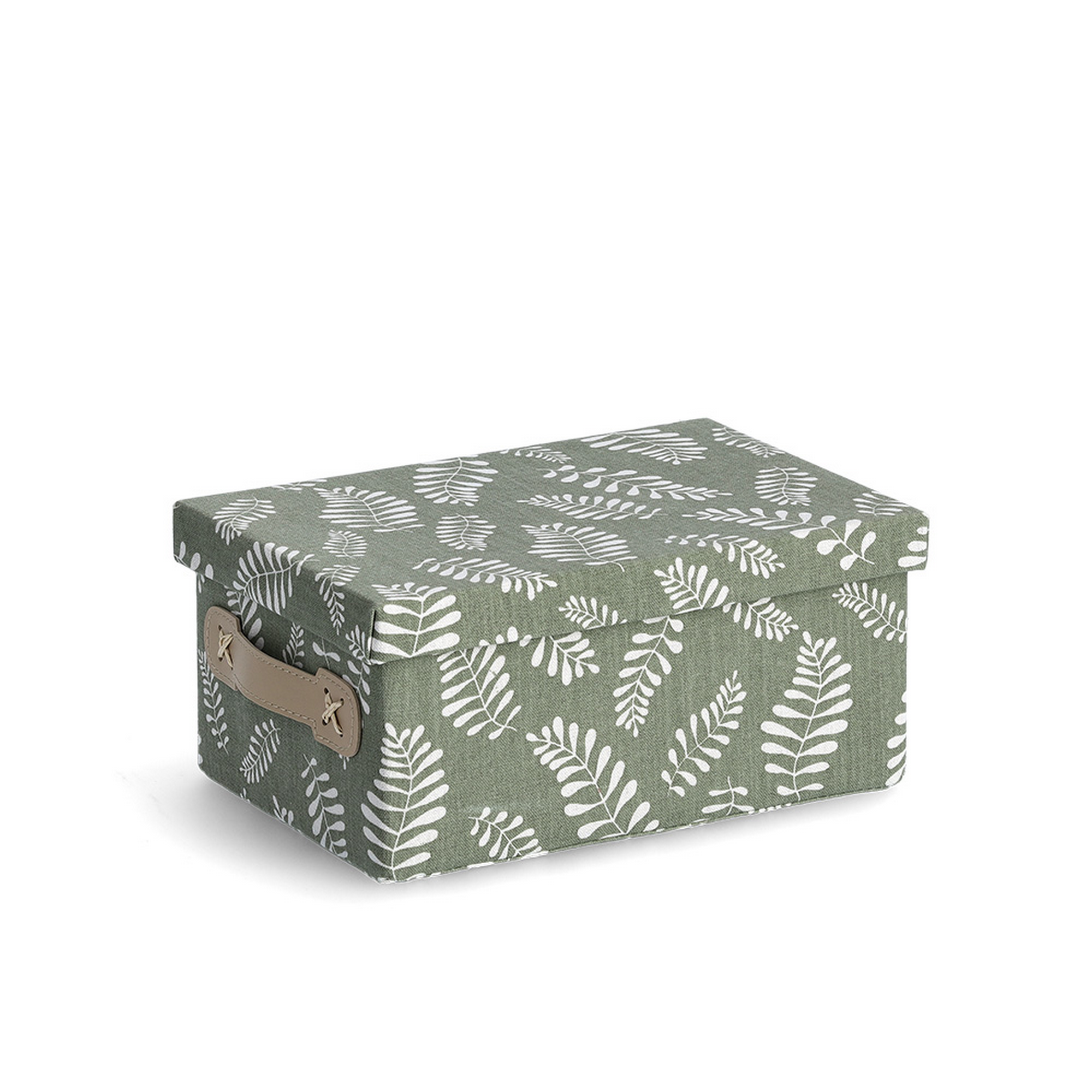 Bild von Zeller Present Aufbewahrungskorb Aufbewahrungsbox "Leaves, Baumwolle/Polyester, grün, ca. 28 x 19 x 13 cm