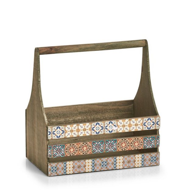 Bild von Zeller Present Aufbewahrungskorb Deko-Kiste m. Griff "Mosaik, Holz, 31 x 19 x 32 cm