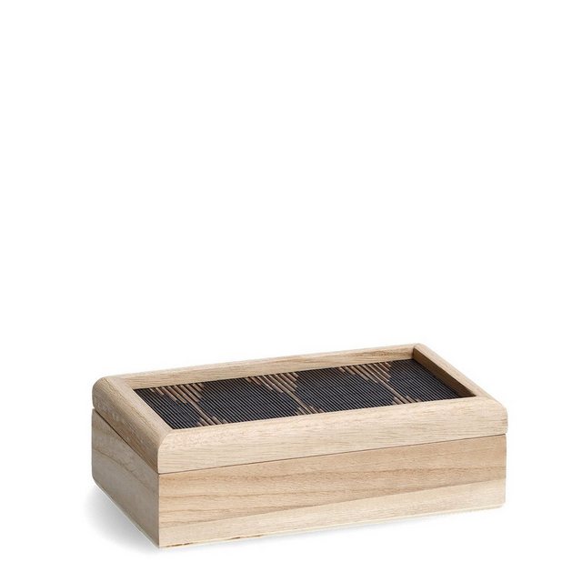 Bild von Zeller Present Aufbewahrungskorb Aufbewahrungsbox "Black Mosaic, Holz, natur/schwarz, ca. 20 x 12 x 6 cm
