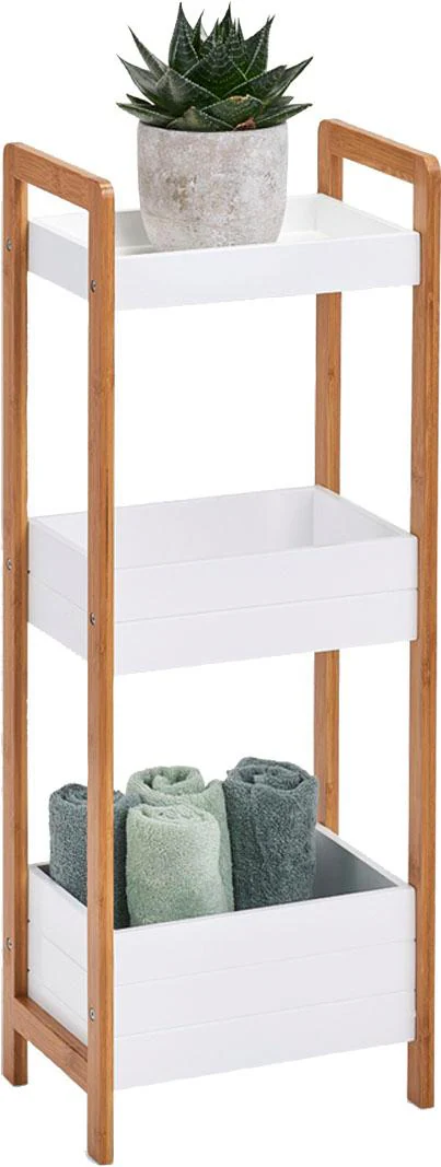 Bild von Ablageregal ZELLER PRESENT, braun (braun, weiß), B:28cm H:74cm T:20cm, Bambus, MDF, Regale, aus hochwertigem Bambus und MDF