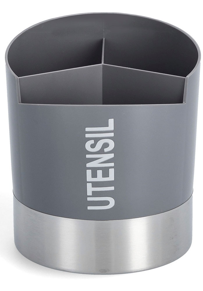 Bild von Zeller Present Küchenorganizer-Set Utensilienhalter, Edelstahl/Kunststoff, anthrazit, grau, Ø14,5 x 17 cm