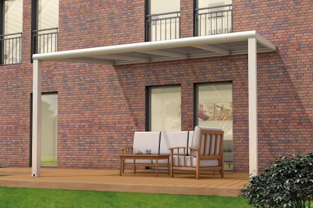 Bild von Gutta Terrassendachsystem Premium weiß/anthrazit 510,2 x 306 cm Polycarbonat klar Weiß