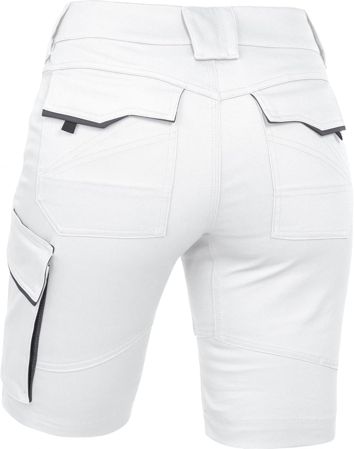 Bild von Leibwächter – Arbeitsshorts Damen Flex LINE Weiß-grau – Größe 36 – Robuste Cargo Hose mit Taschen – Handwerker Shorts – Berufsbekleidung – Multifunktionshose mit Reflektoren
