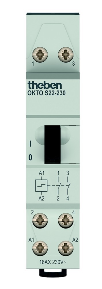 Bild von Theben 3120122 Okto S22-230 Stromstoßschalter I Stromstoßrelais I 230V I Elektromechanisch I DIN-Schiene I Hutschiene I 2 Schließer I LED BIS 200W I Lichtsteuerung
