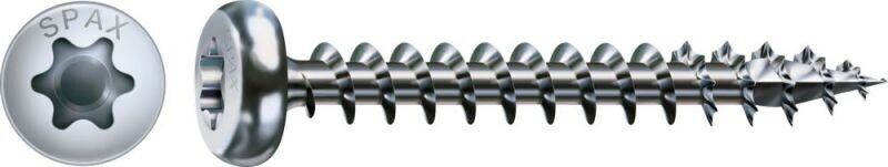 Bild von Spax Universalschraube 3,5 x 25 mm 100 Stück Vollgewinde Halbrundkopf T-STAR plus T15 4CUT WIROX (4201010350252)