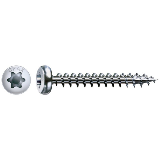 Bild von SPAX 201010400505 Universal, Halbrundkopf, T-STAR plus, 4CUT, Vollgewinde, Galvanisch blank verzinkt, A2J, (4,0 x 50 mm, 500 Stück)