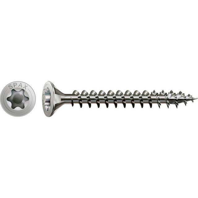 Bild von SPAX 2147483647 Universal, Senkkopf, T-STAR plus, 4CUT, MULTI-Kopf, Vollgewinde, Edelstahl rostfrei A2, 1.4567, (6,0 x 50 mm, 100 Stück)