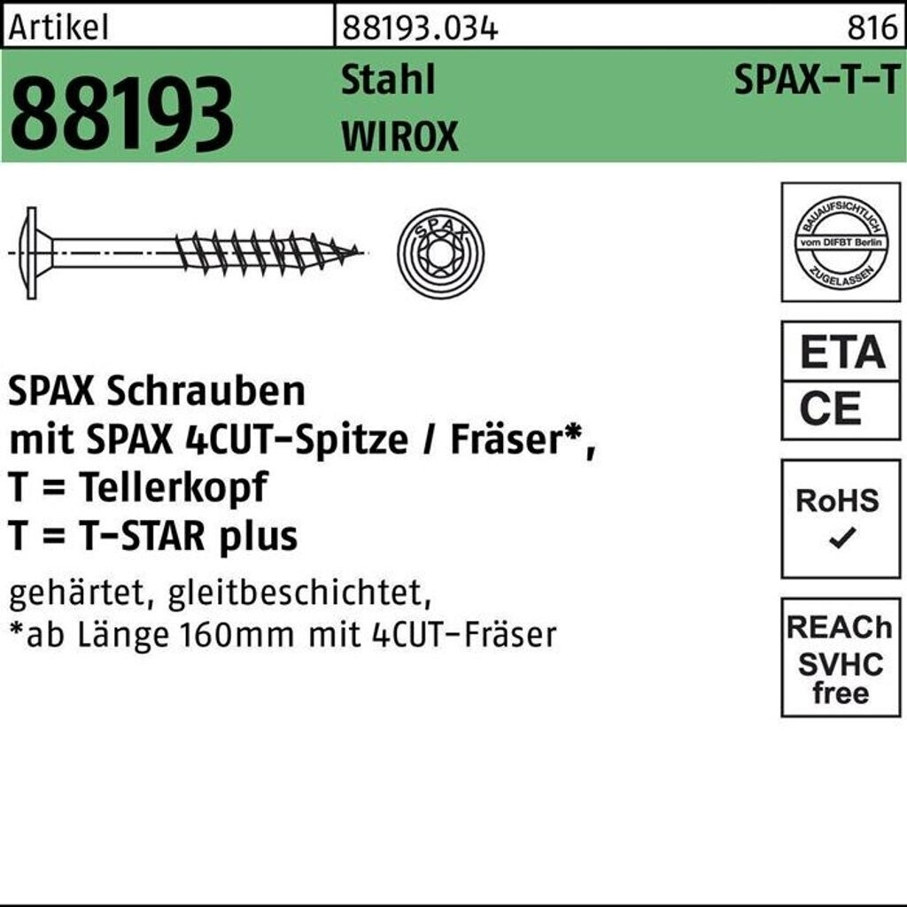 Bild von SPAX Teller 100er Pack Tellerkopfschraube R 88193 Spitze/T-STAR 10x140/80-T50 Sta