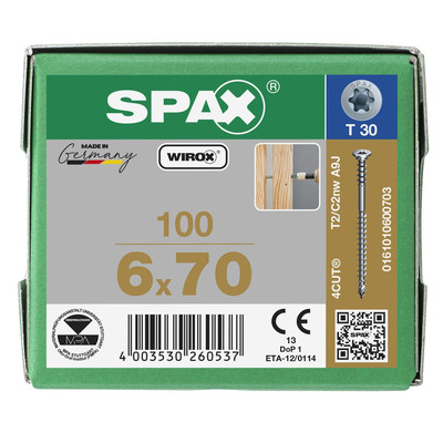 Bild von SPAX Spanplattenschraube Justierschraube, (Stahl weiß verzinkt, 100 St), 6x70 mm