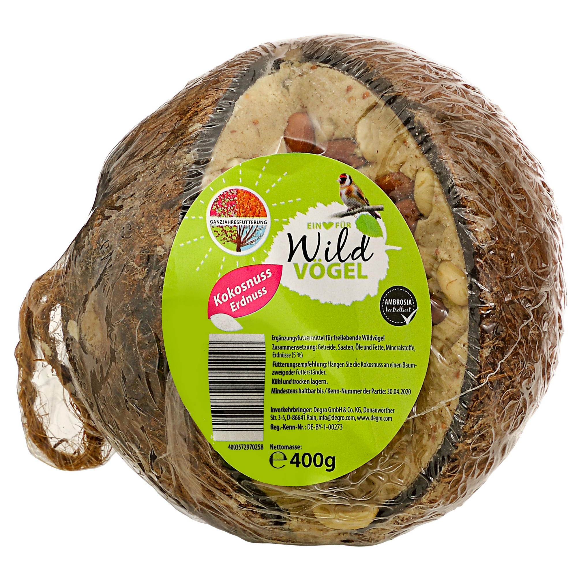 Bild von Wildvogelfutter Kokosnuss mit Nussfüllung 400 g
