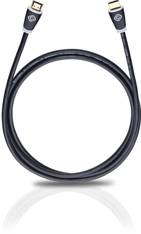 Bild von Oehlbach HDMI Anschlusskabel HDMI-A Stecker, HDMI-A Stecker 0.75m Schwarz 126 vergoldete Steckkontak
