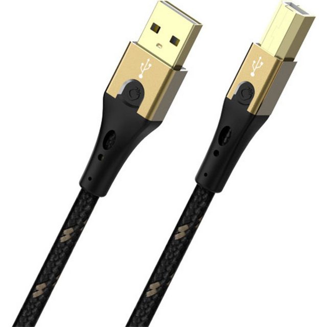 Bild von Oehlbach Primus USB-Kabel Typ B 2.0 - State of The Art - High Speed 480 Mb/s hochflexibel Metallstecker HPOCC 3-Fach Schirmung - Drucker, Scanner, Audio Verstärker - schwarz/Gold - 1m