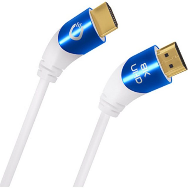 Bild von Oehlbach Shape Magic 40-8K Ultra High Speed 2.1 HDMI-Kabel - Zertifiziert 48 Gbps (40 Grad Winkelstecker 3-Fach Schirmung OFC Kupfer Vollmetallstecker) weiß - 2m