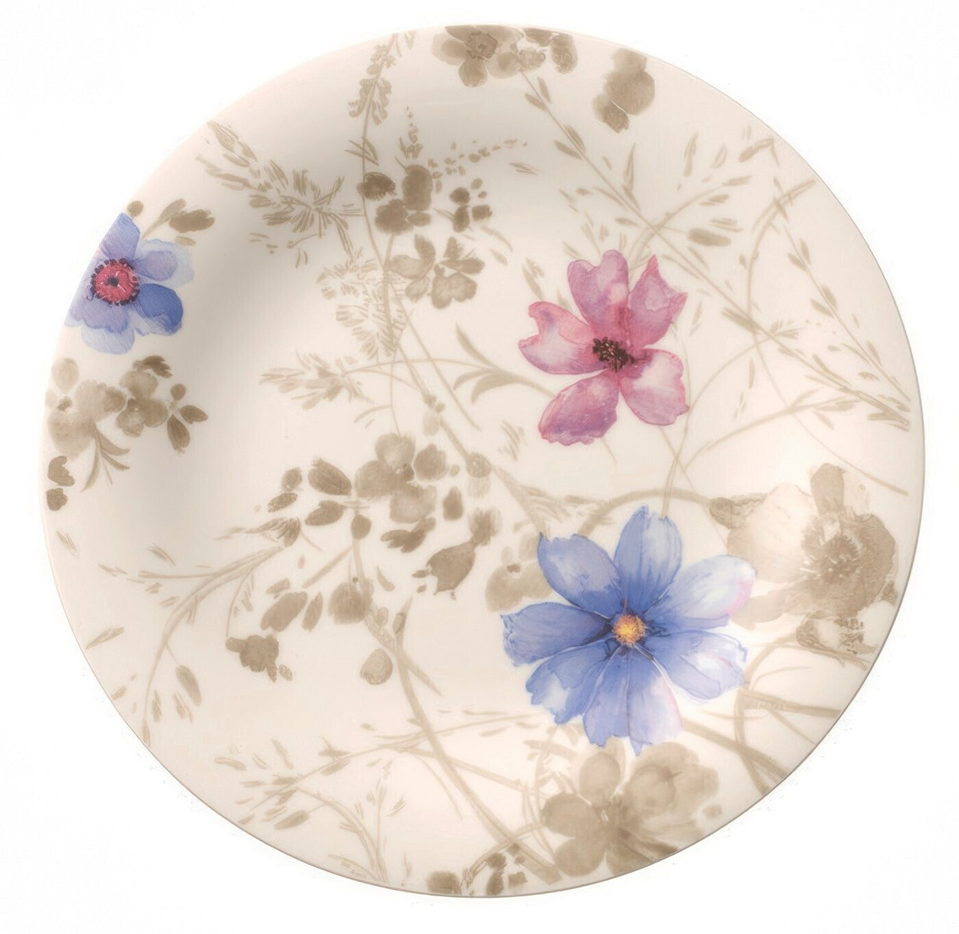 Bild von Villeroy & Boch Mariefleur Gris Basic Bunter Frühstücksteller, 1 teilig (21 cm), Premium Porzellan, Weiß/Bunt