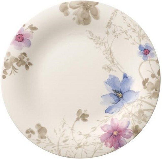 Bild von Villeroy & Boch Mariefleur Gris Basic Runder Gourmetteller, 30 cm, Premium Porzellan, Weiß/Bunt
