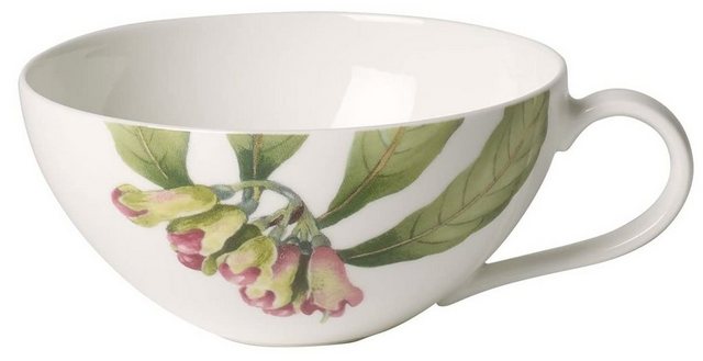 Bild von Villeroy & Boch Malindi Teetasse, Geschirr aus edlem Premium Bone Porcelain in grün und rot, 200 ml Teetasse, Porzellan, Weiß, cm, 13 x 10 x 8 cm, 1 Einheiten