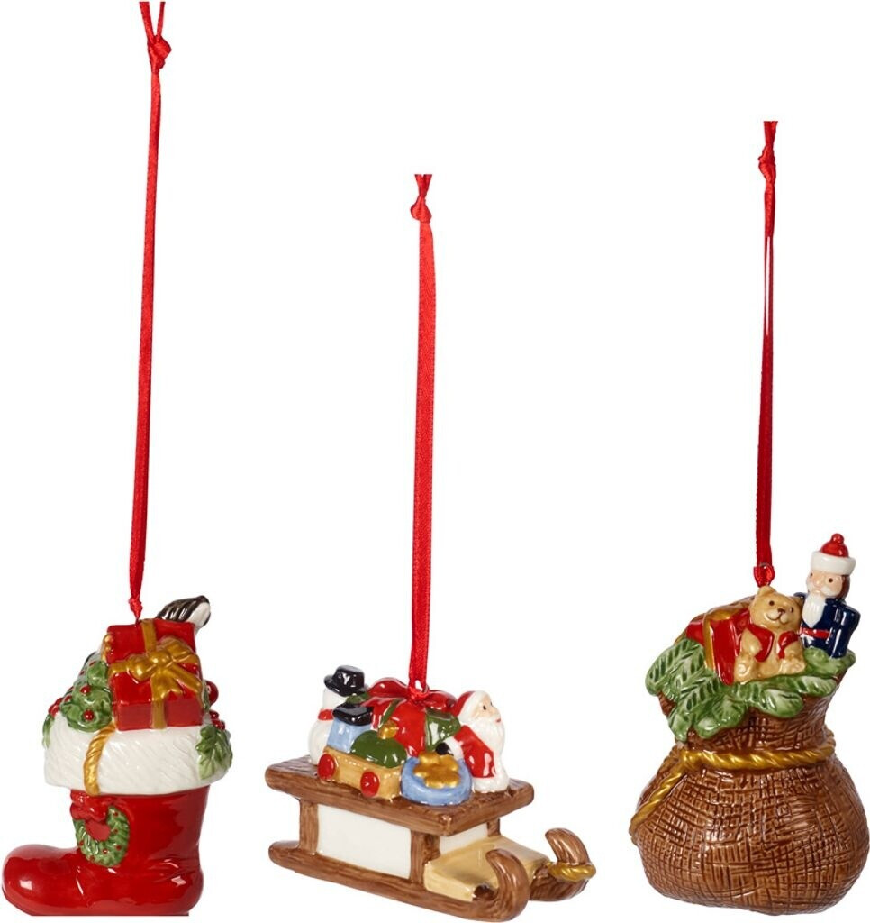 Bild von Villeroy & Boch Nostalgic Ornaments Ornamente-Set Geschenke 3tlg., Stiefel, Schlitten und Geschenkesack als Baumschmuck aus Hartporzellan, bunt