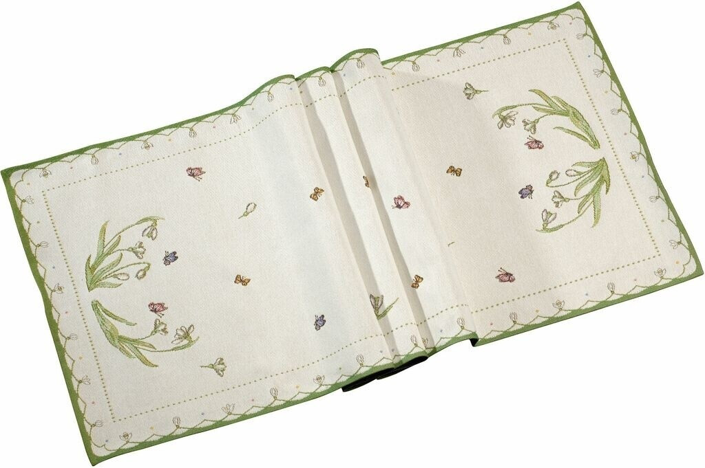 Bild von Villeroy & Boch – Colourful Spring Tischläufer Schneeglöckchen Weiß, Maschinenwaschbar, Gobelin Läufer Frühling Blumen Schmetterlinge, Unterleger Tisch Ostern, Baumwolle/Polyester