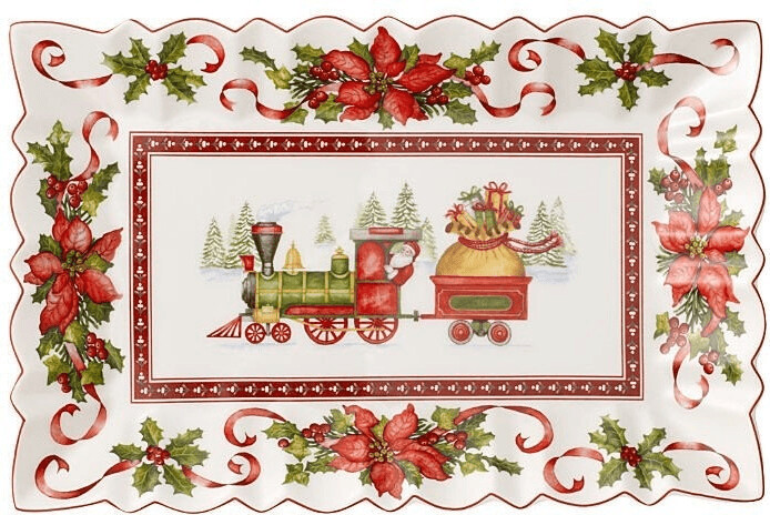 Bild von Villeroy & Boch Tortenplatte Toy's Fantasy Kuchenplatte eckig, Santa und Kinder, Porzellan, (1-tlg)