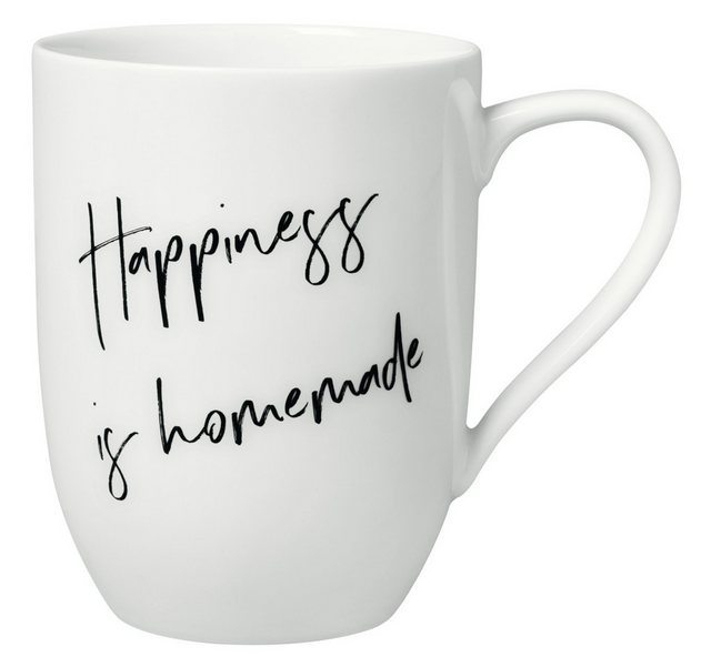 Bild von Villeroy & Boch – Statement Becher Mit Henkel Happiness Is Homemade 11,5X8X10,5 Cm, Weiße Porzellan Tasse 280 Ml