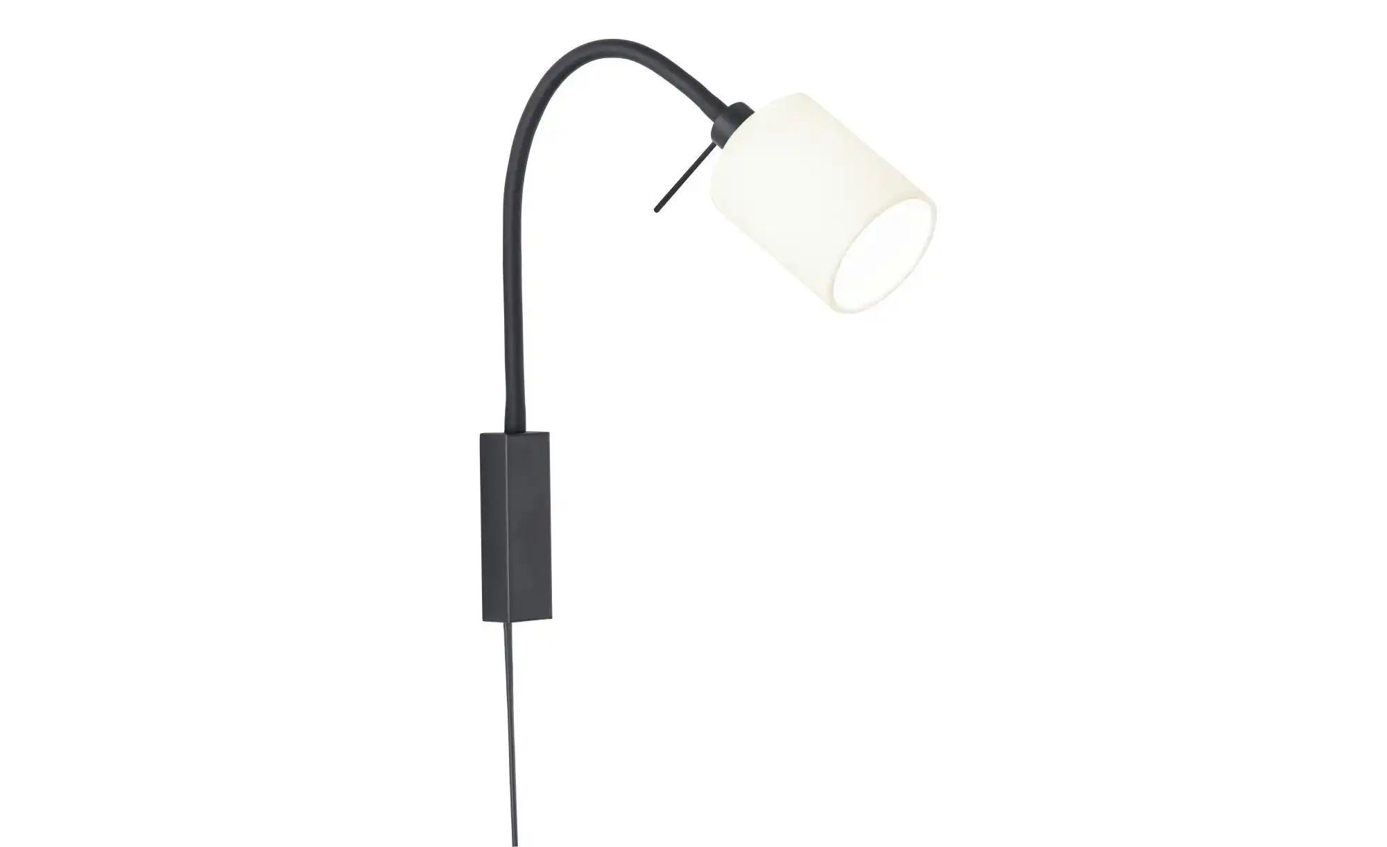 Bild von Fischer & Honsel Wandspot flex, Bettleuchte, Maui | sandschwarz| Stoffschirm| weiß Leinen| B: 8,50 cm, H: 40 cm, Ausladung Wand: 35 cm| mit Schnurschalter| 1x E14 max. 10,0W ohne Leuchtmittel
