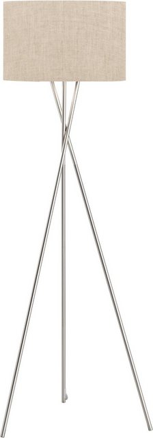 Bild von Fischer & Honsel Stehleuchte Wotan 3x E27 max. 40,0 Watt, nickelfarben, Stoffschirm, 40264, 68 x 68 x 160 cm (LxBxH), Nickel-matt/Sandfarben