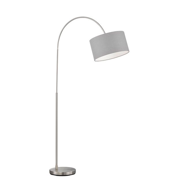 Bild von FISCHER & HONSEL Stehlampe, Leuchtmittel nicht inklusive, Bogenstehlampe Wohnzimmerlampe Textil grau 3 Flammig E27 H 170 cm