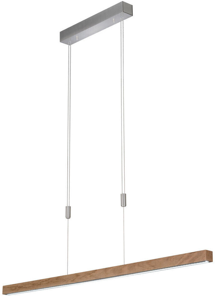 Bild von FISCHER & HONSEL LED Pendelleuchte, Dimmfunktion, LED fest integriert, Lichtfarbe Warmweiß-Neutralweiß einstellbar, Decken-Lampe hängend einflammig, Holz-Balken schmal, 120cm lang