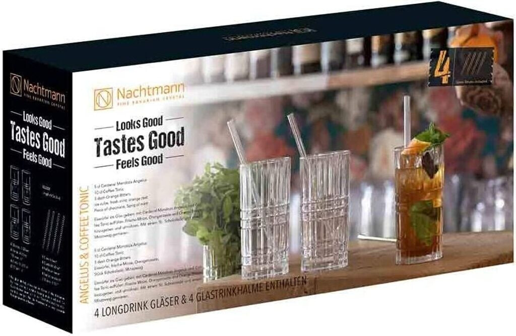 Bild von Nachtmann Tastes Good 4 Longdrinkgläser + 4 Trinkhalme + Reinigungsbürste