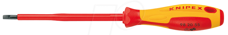 Bild von Knipex Schraubendreher für Schlitzschrauben brüniert, isolierender Mehrkomponenten-Griff, VDE-geprüft 202 mm 98 20 40