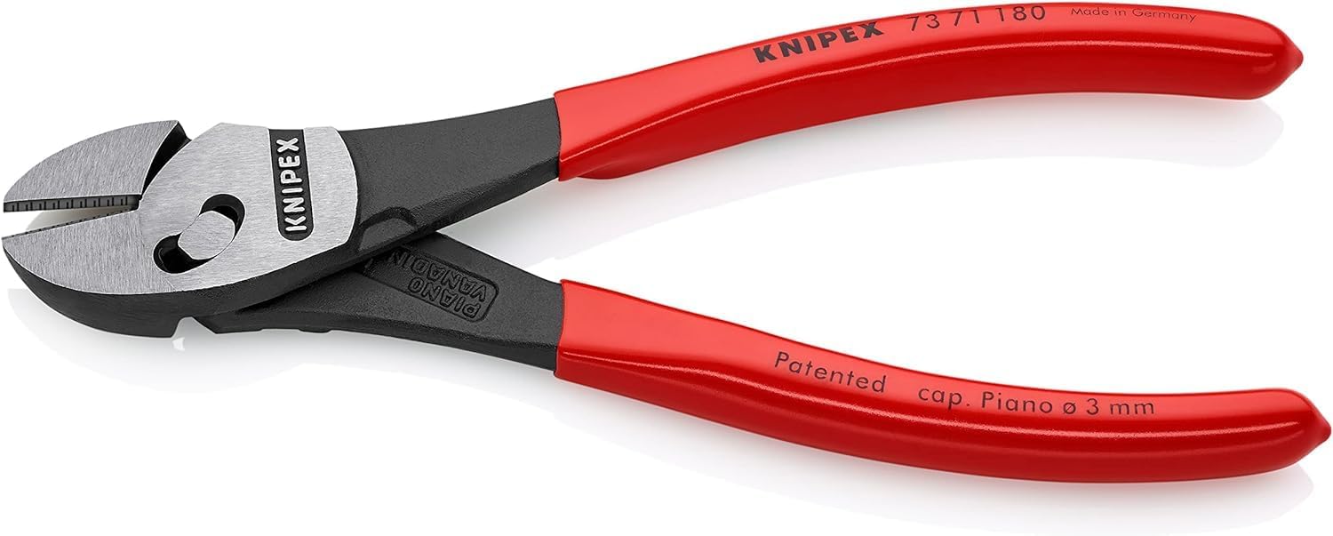 Bild von Knipex TwinForce® Hochleistungs-Seitenschneider schwarz atramentiert, mit Kunststoff überzogen 180 mm 73 71 180