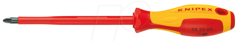 Bild von Knipex Schraubendreher für Kreuzschlitzschrauben Pozidriv® brüniert, isolierender Mehrkomponenten-Griff, VDE-geprüft 162 mm 98 25 00