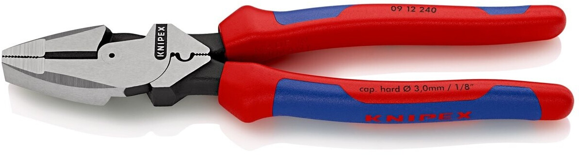 Bild von Knipex Kraft-Kombizange "Lineman's Pliers" amerikanisches Modell schwarz atramentiert, mit schlanken Mehrkomponenten-Hüllen, mit Befestigungsöse zum Anbringen einer Absturzsicherung 240 mm 09 12 240 T