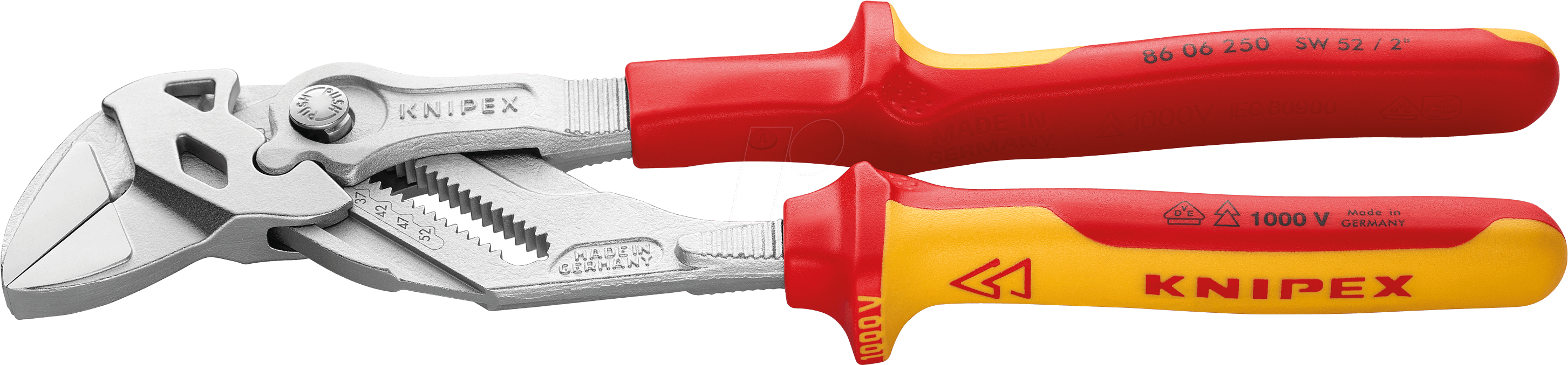 Bild von Knipex Zangenschlüssel, 250 mm VDE mit mit Mehrkomponenten-Kunststoffgriff