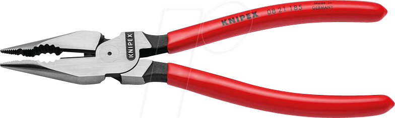 Bild von Knipex Spitz-Kombizange schwarz atramentiert, mit Mehrkomponenten-Hüllen 145 mm 08 22 145